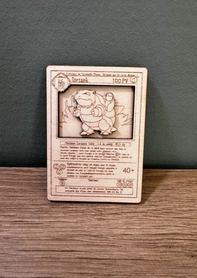 Carte Pokémon Tortank en bois 3D – photo 1