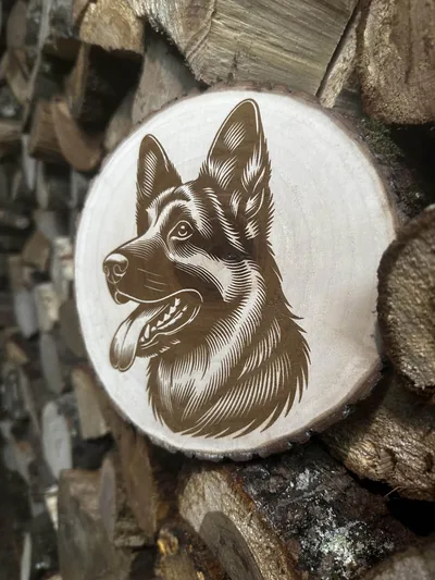 Dessous de plat Chien en bois gravé – photo 1