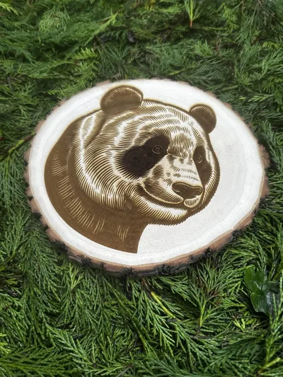Dessous de plat Panda en bois gravé – photo 2